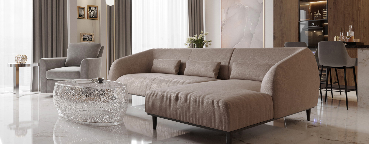 Современная гостиная с панорамными окнами и камином